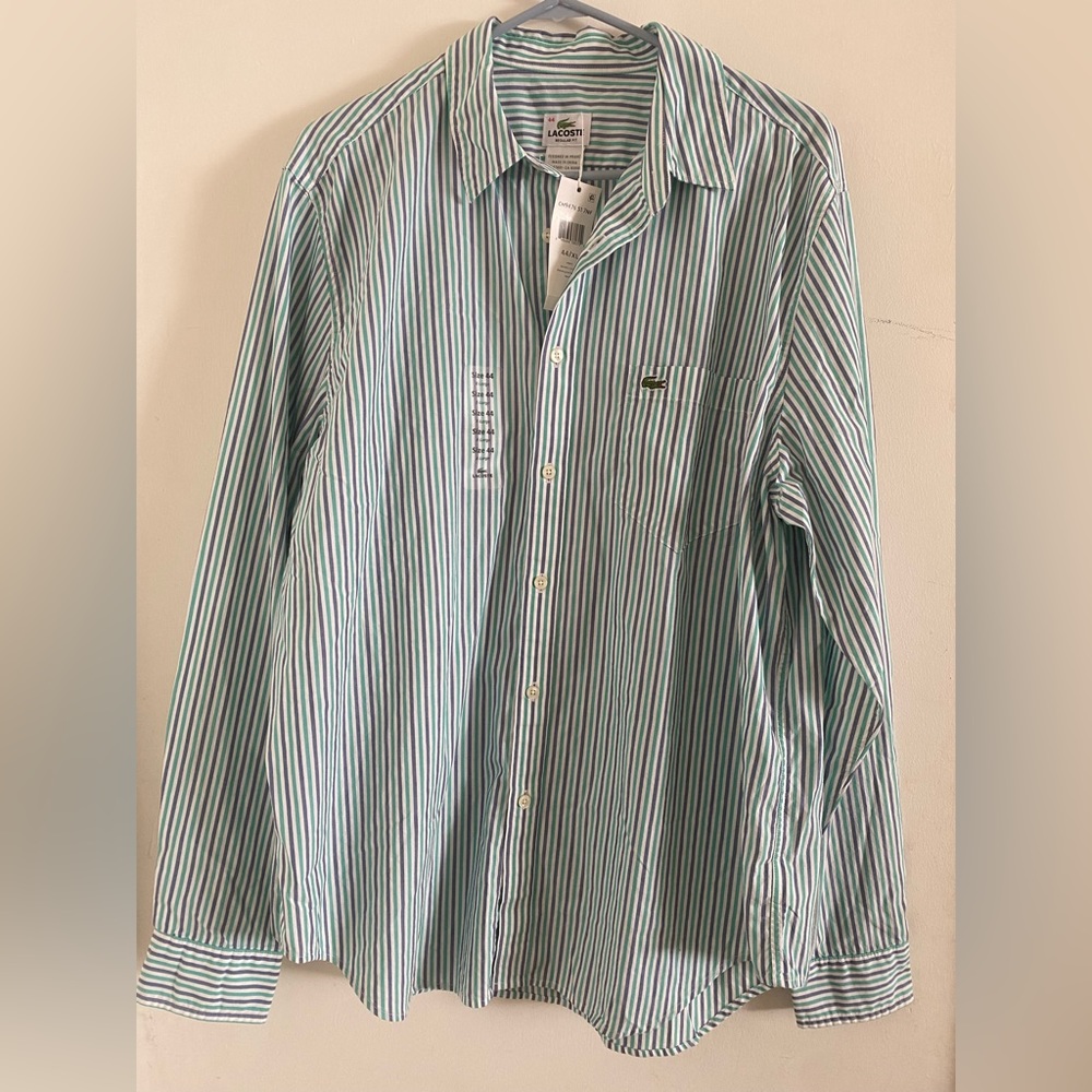 New** Men’s Lacoste Stripped Dress Shirt